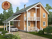 Дом из бруса с балконом 113.27 кв.м